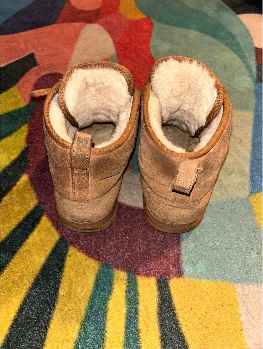 UGG Men’s Brown Suede Shearling Lace-Up Boots - Picture 4 of 5